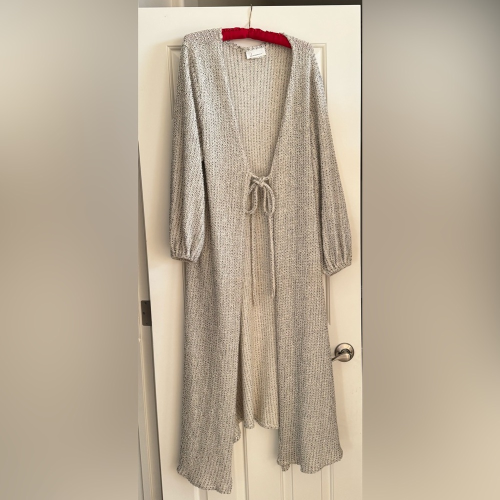 Anthropologie Silver Knit Cardigan